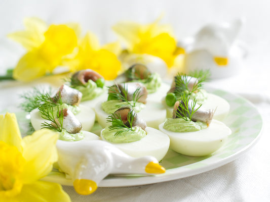 Avocado Deviled Eggs with Salmon