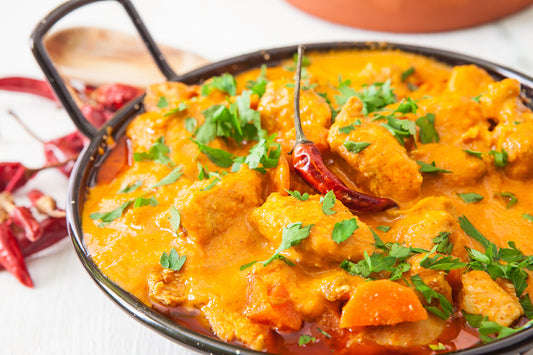 Pan Seared Chicken Leg Quarters with Butternut Squash Curry and Cauliflower Rice