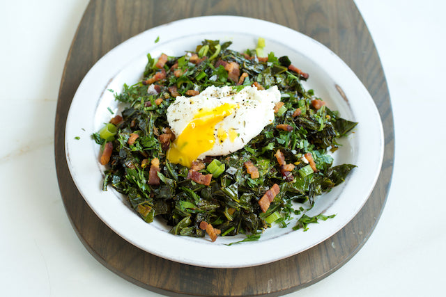 Greens with Bacon and Eggs