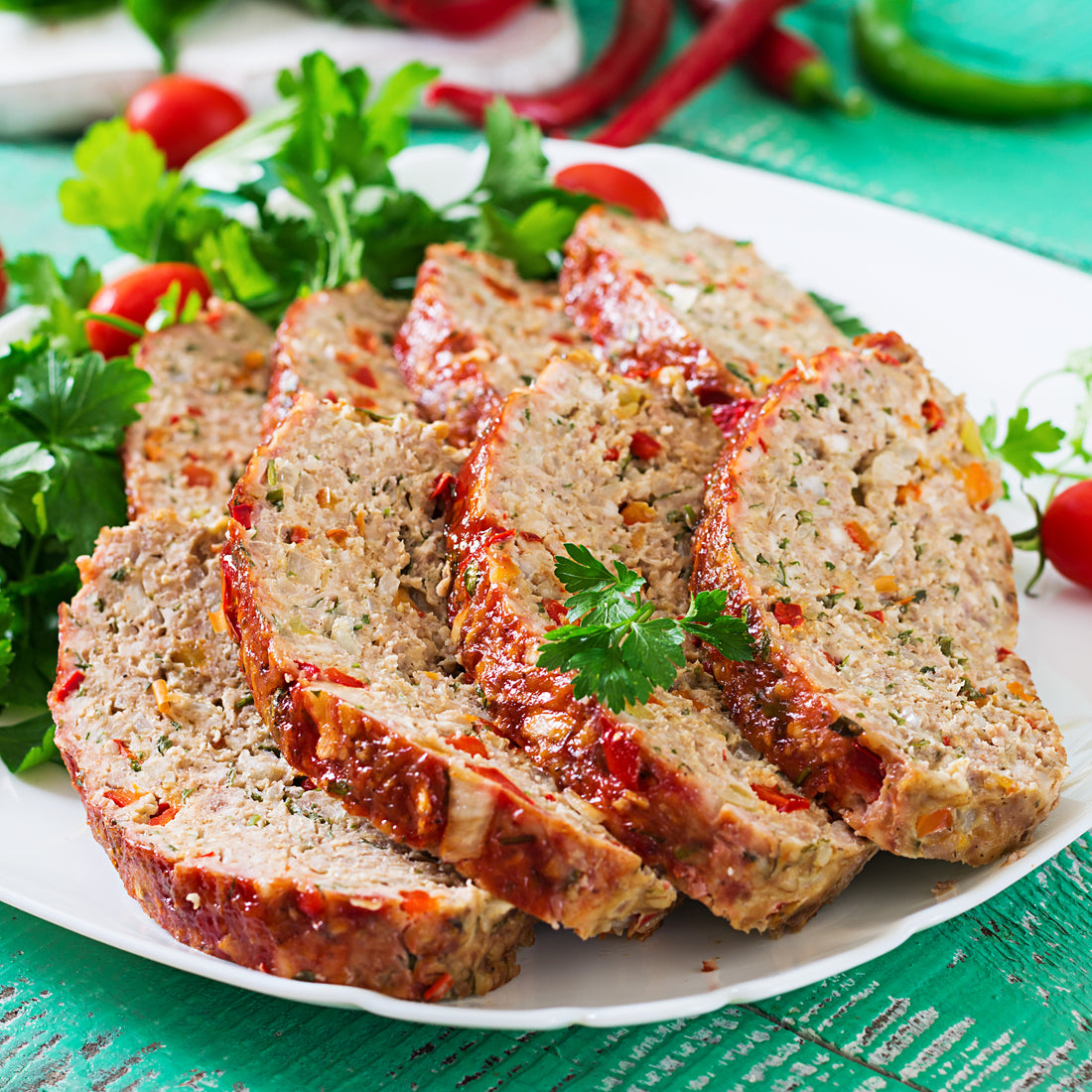 Bison Meatloaf with Tri-Colored Peppers