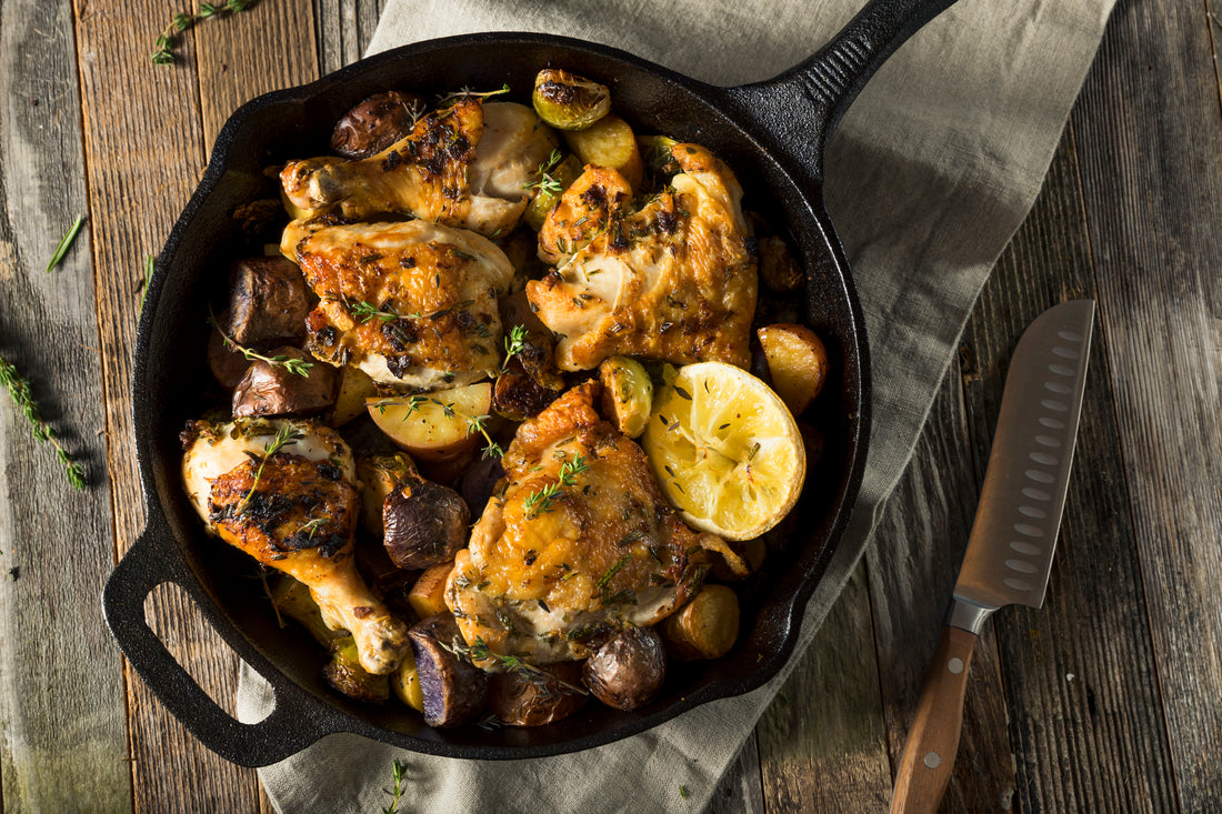 Lemon Garlic Skillet Chicken with Rosemary and Mushrooms