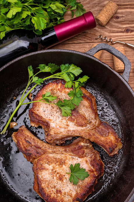Pan Seared Pork Chops with Sweet and Sour Peppers