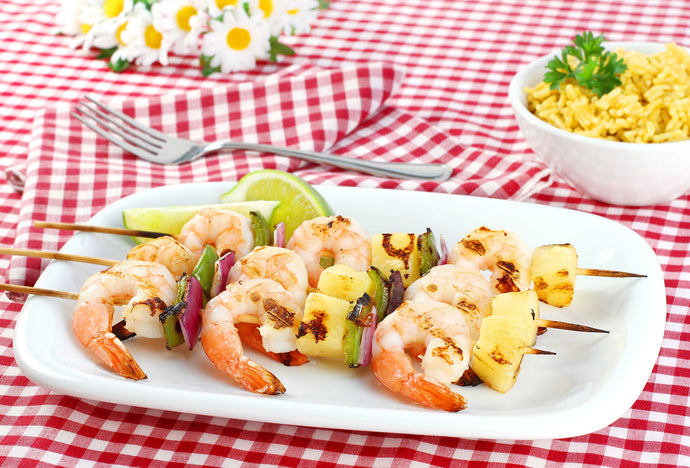 Shrimp Skewers with Sweet Potato Oven Fries