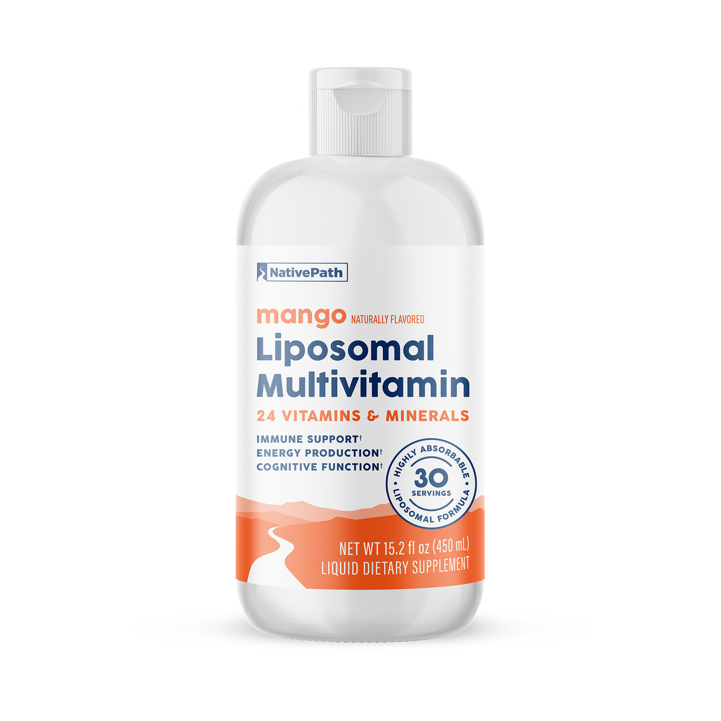 NativePath Liposomal Multivitamin mango flavor 30-serving bottle front view