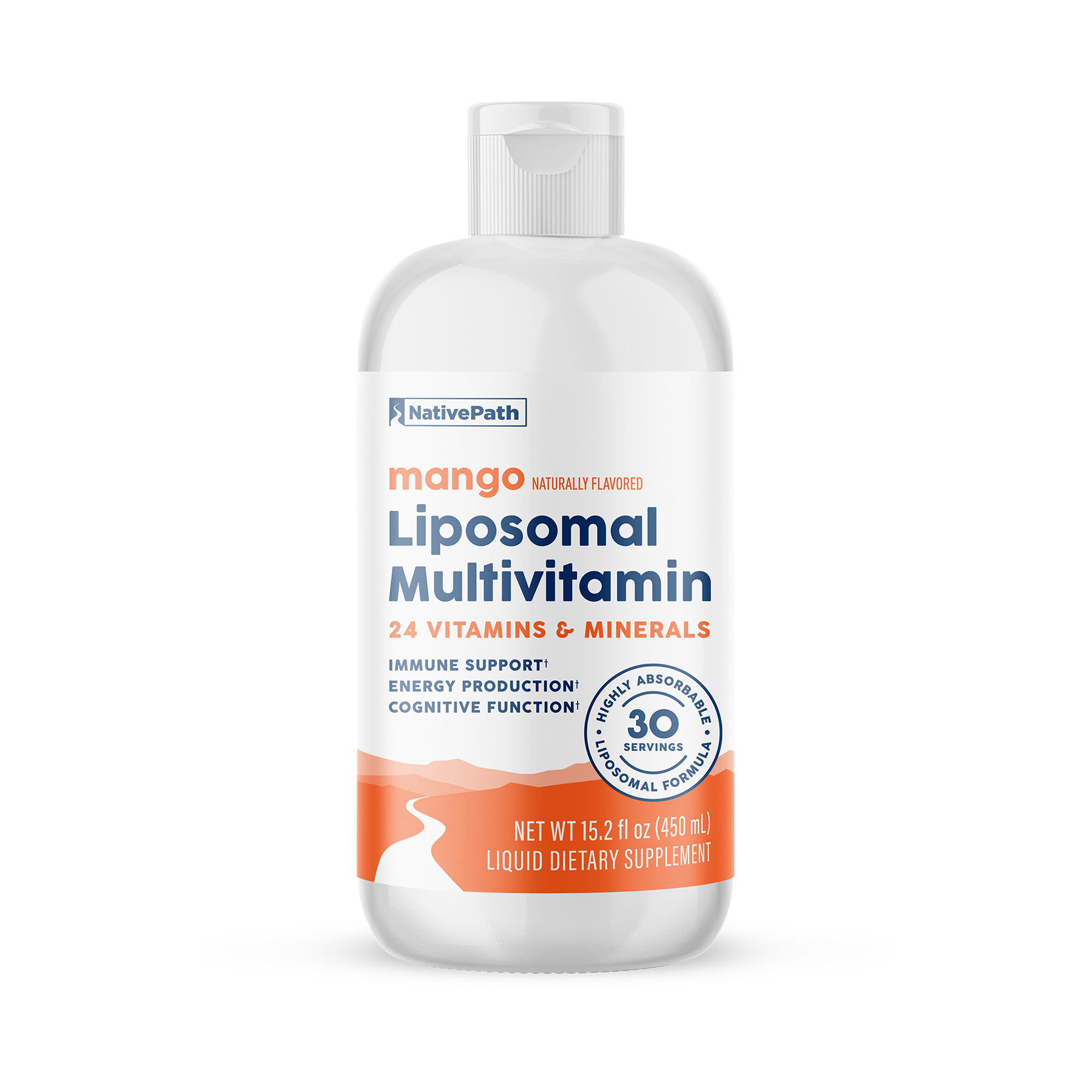 NativePath Liposomal Multivitamin mango flavor 30-serving bottle front view