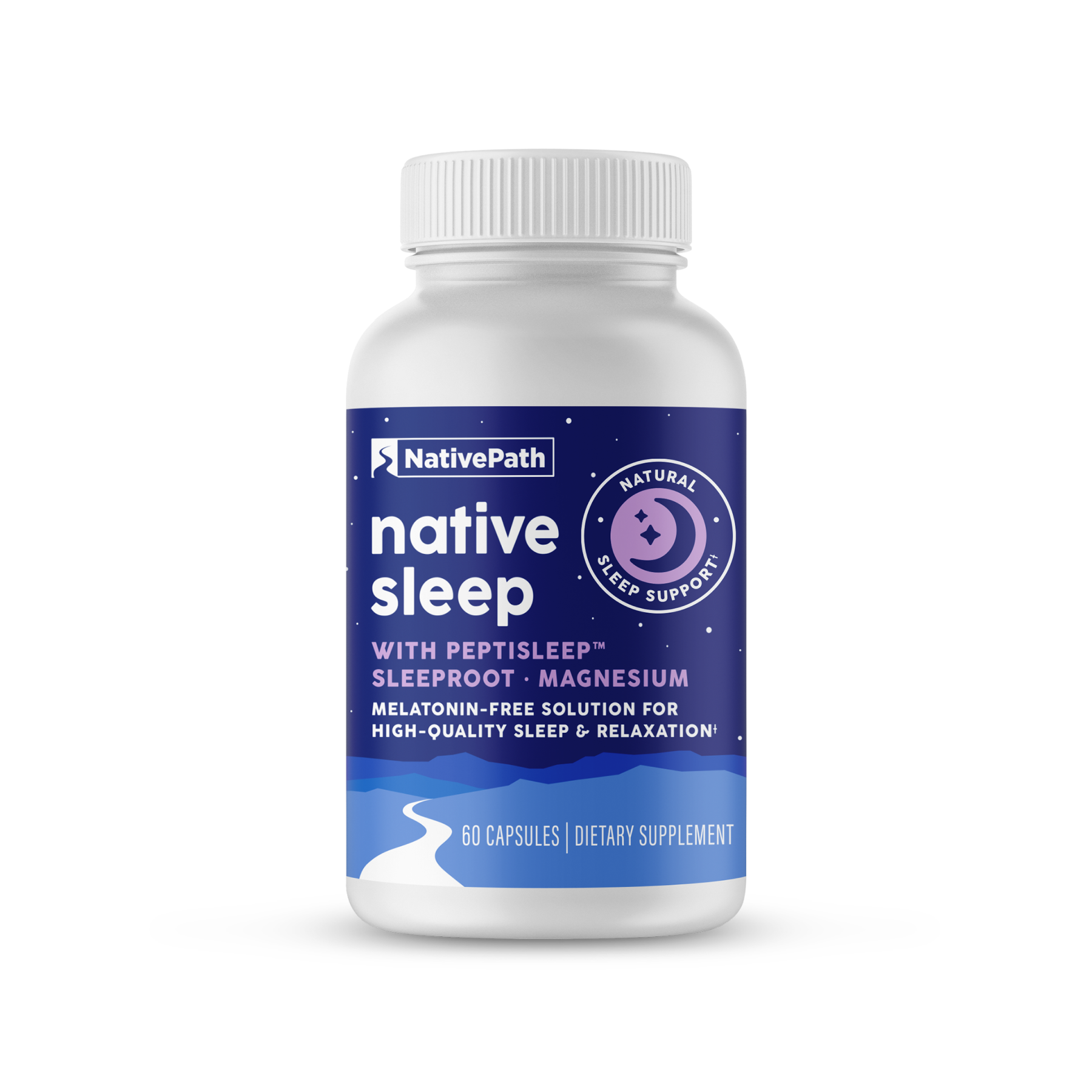 NativePath Native Sleep melatonin-free sleep supplement bottle front view