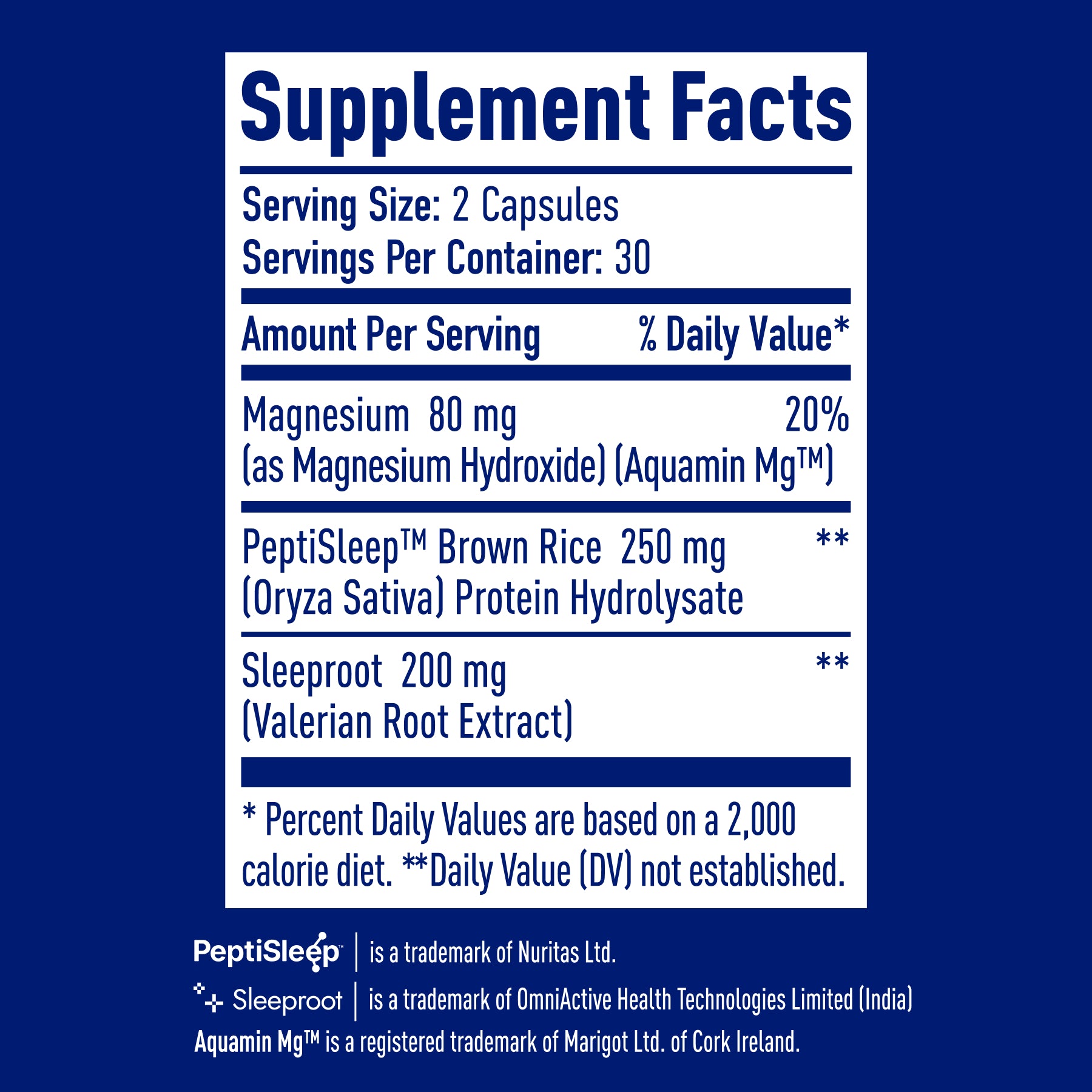 NativePath Native Sleep supplement facts label