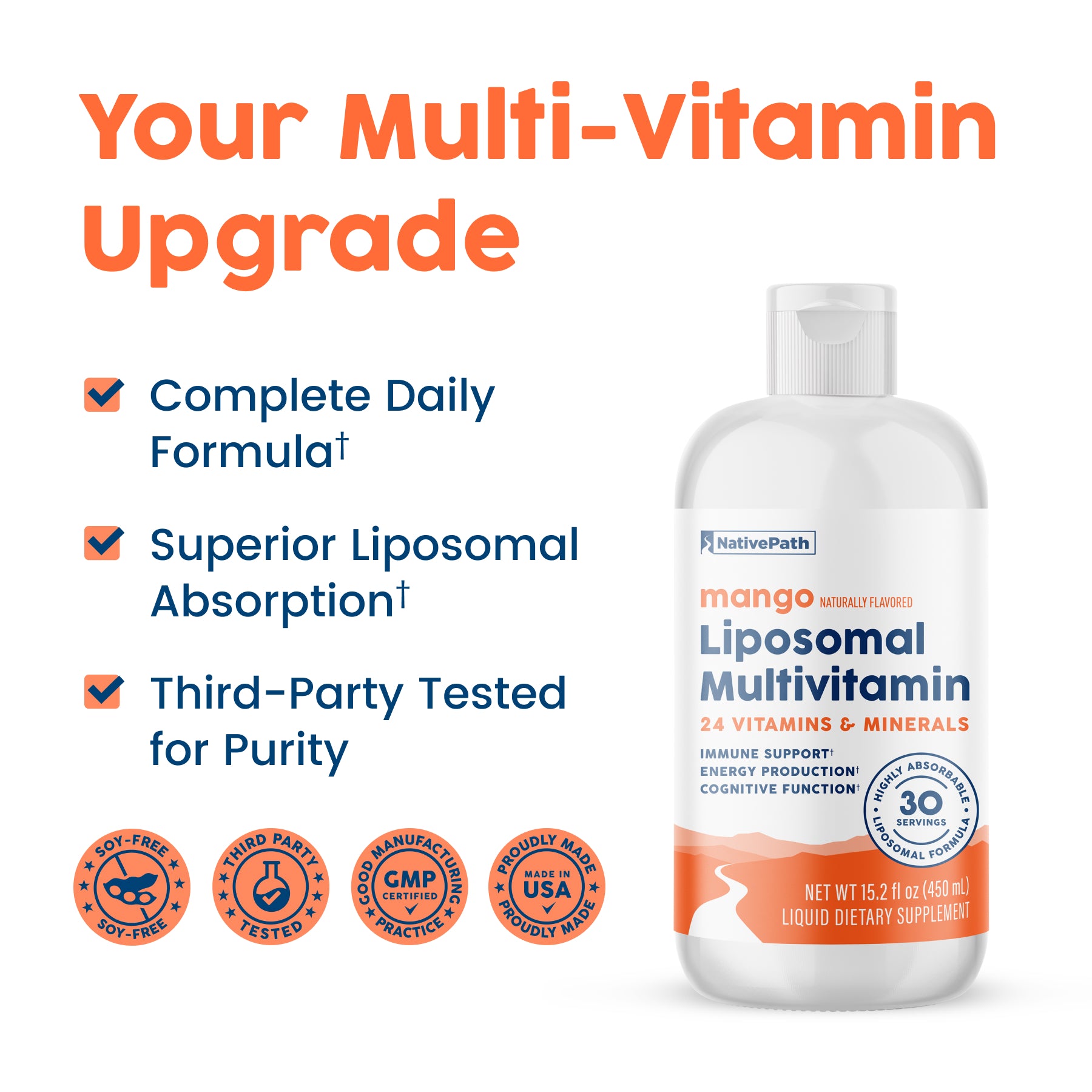 NativePath Liposomal Multivitamin your multi-vitamin upgrade benefits comparison graphic