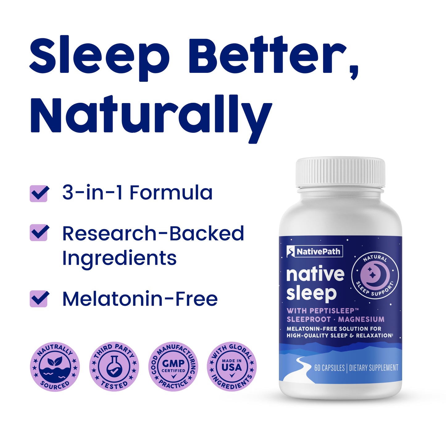 NativePath Native Sleep sleep better naturally benefits graphic