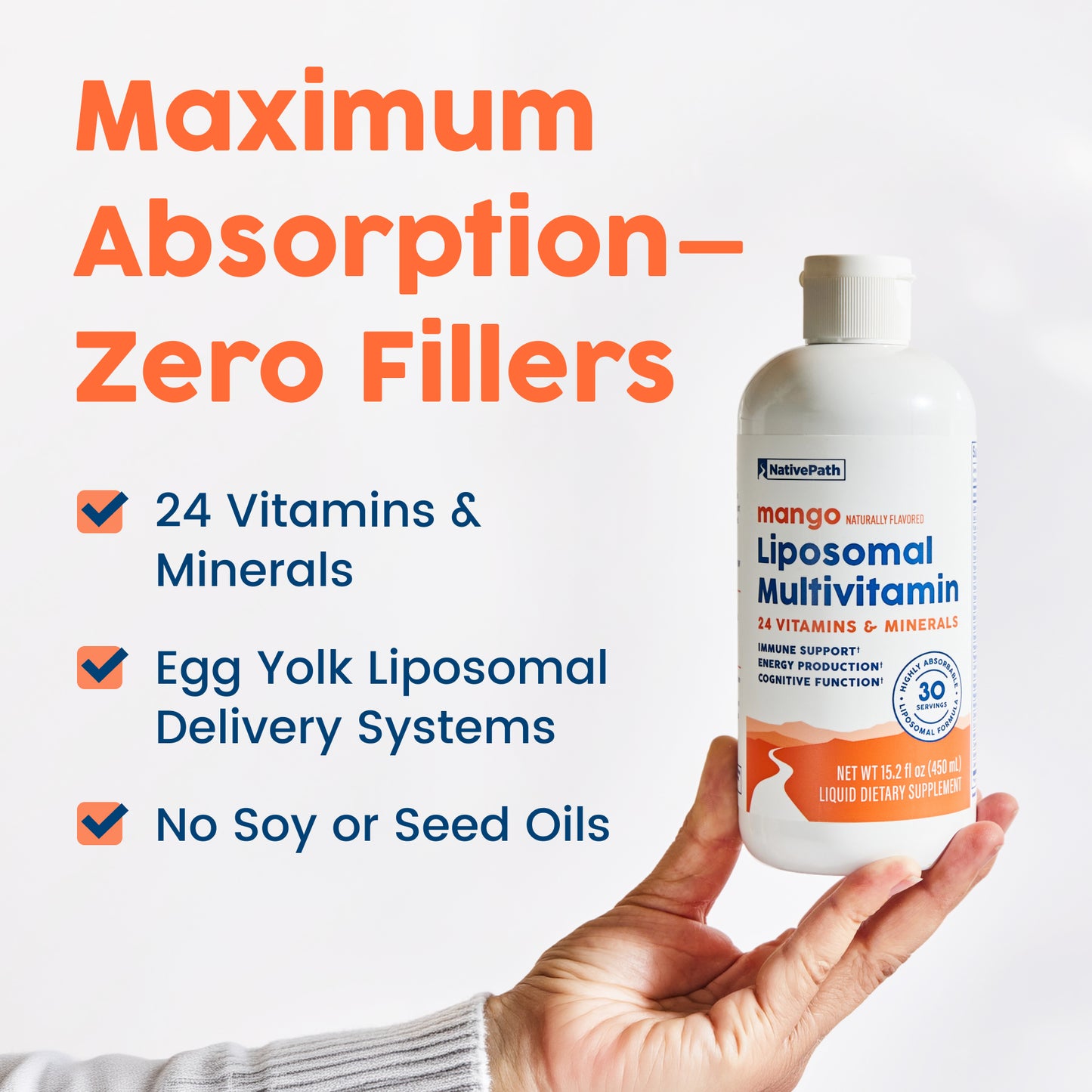 NativePath Liposomal Multivitamin maximum absorption zero fillers egg yolk liposomal delivery graphic