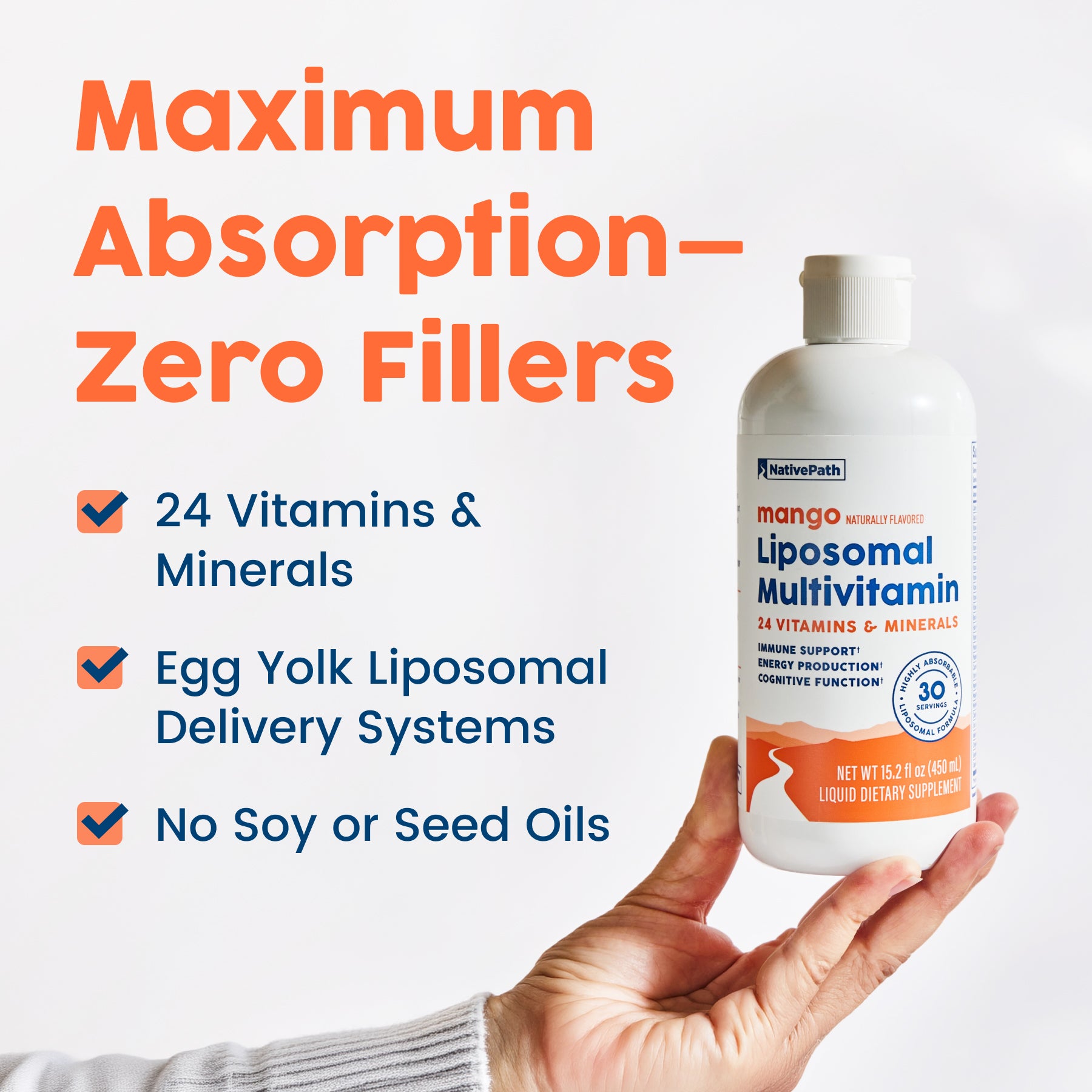 NativePath Liposomal Multivitamin maximum absorption zero fillers egg yolk liposomal delivery graphic