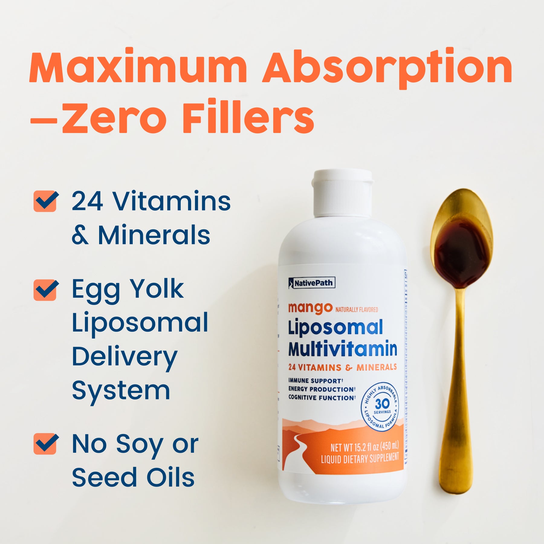 NativePath Liposomal Multivitamin maximum absorption no soy no seed oils benefits graphic