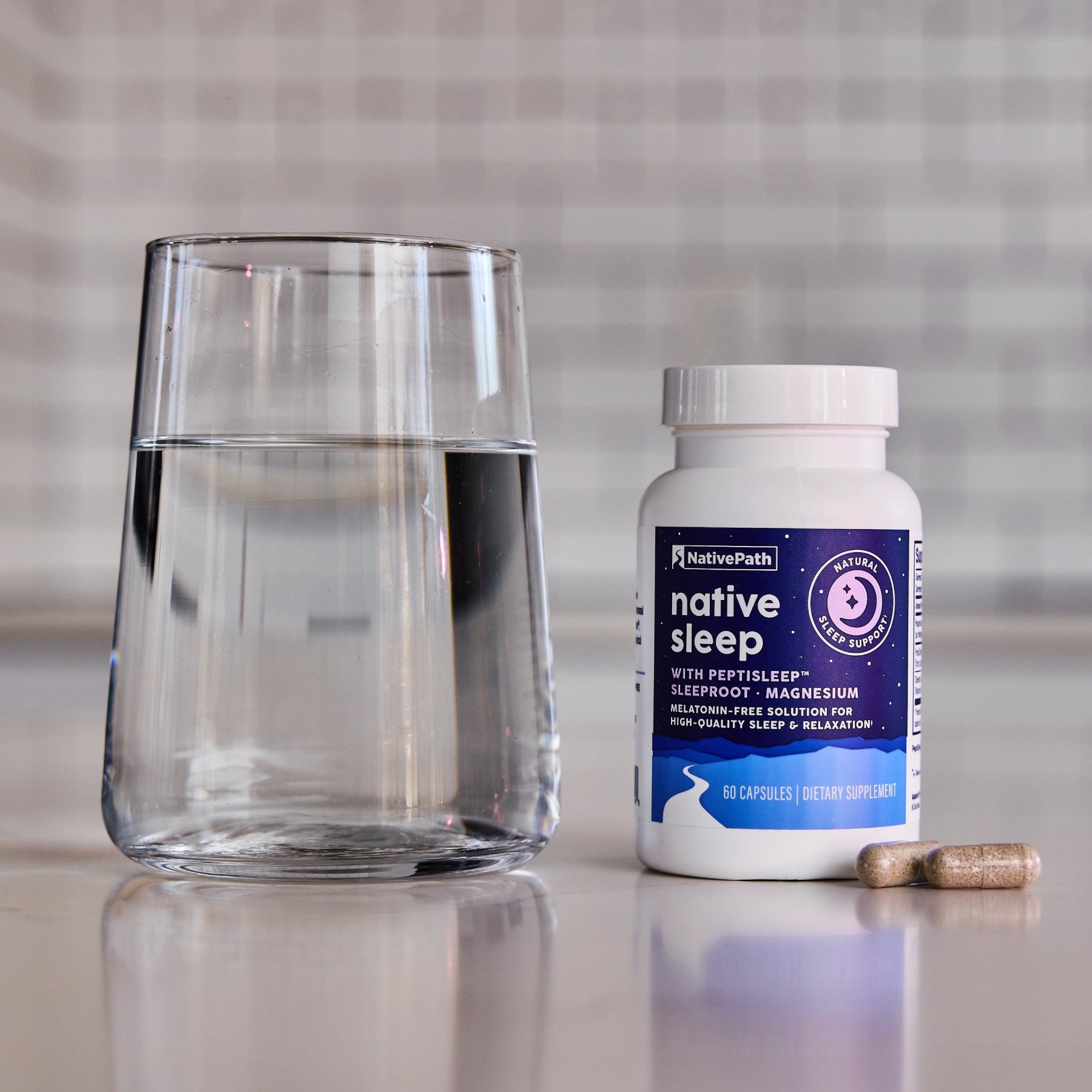 NativePath Native Sleep capsules being taken lifestyle photo